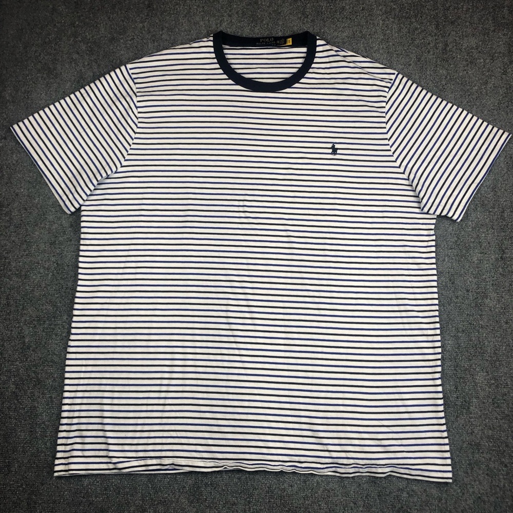 Polo Ralph Lauren Men’s Striped Crew Neck T-Shirt - White/Navy